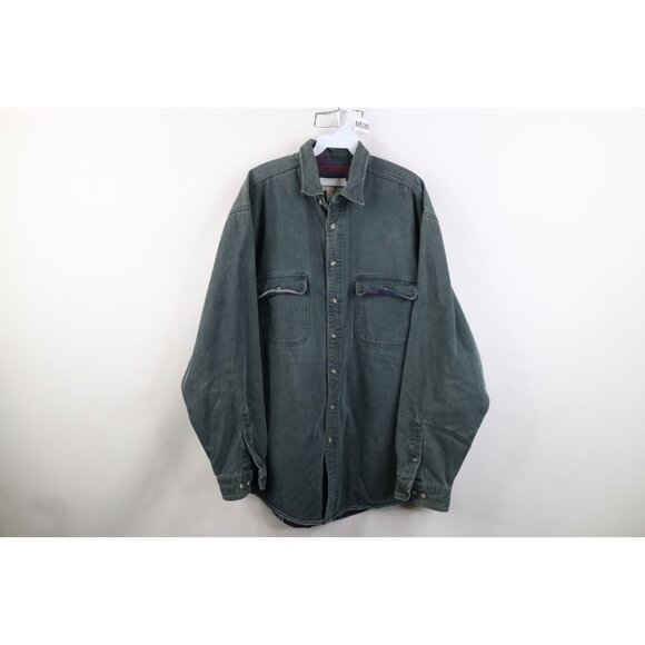Vtg 90s Eddie Bauer Mens Large Tall Heavy Flannel Lined Shirt Jacket Jac Shirt